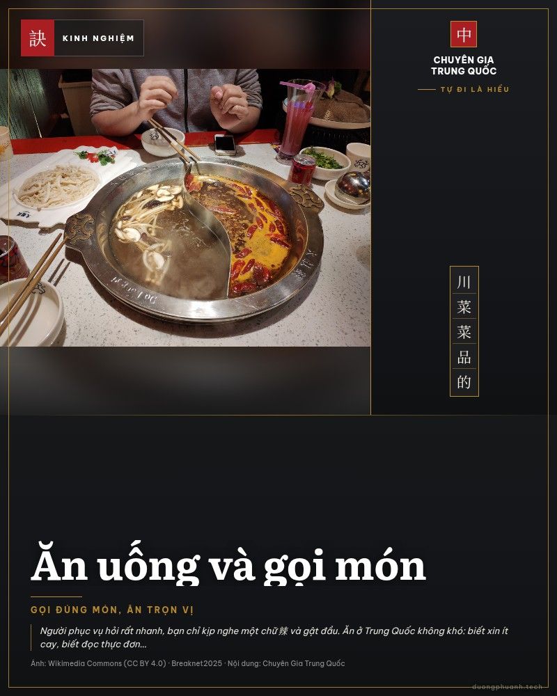 Nồi lẩu hai ngăn cay và không cay trên bàn ăn ở Thành Đô