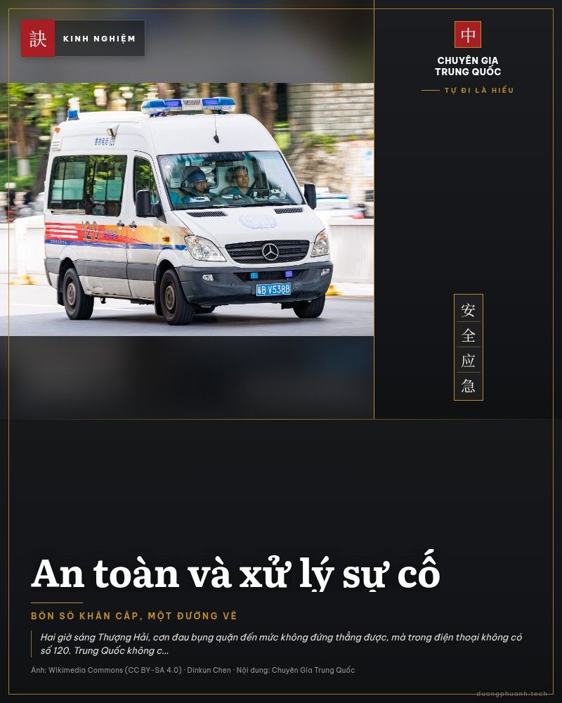 Xe cứu thương 120 của trung tâm cấp cứu Thâm Quyến trên đường phố