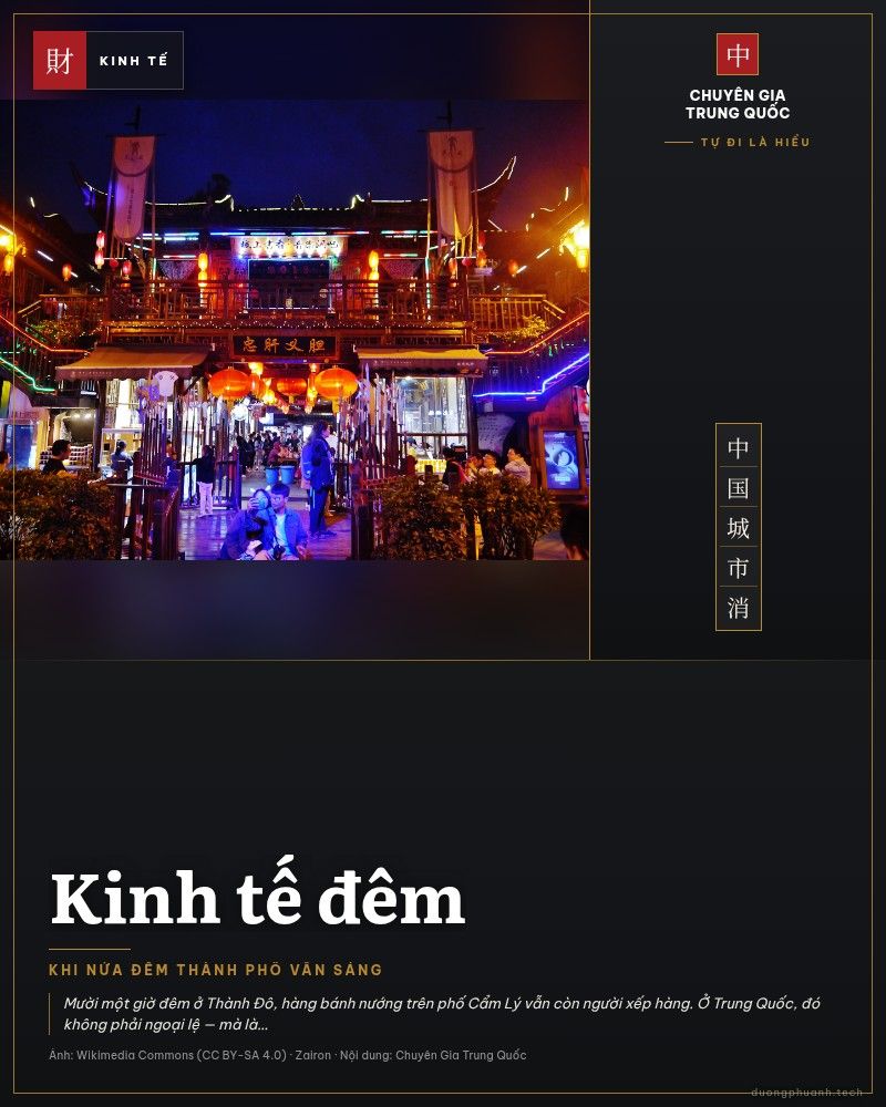 Phố Cẩm Lý Thành Đô về đêm, đèn lồng đỏ rực, người đông kín lối