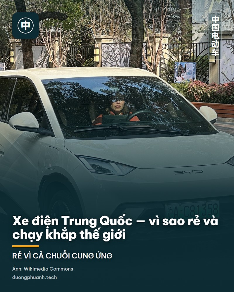 Xe điện cỡ nhỏ BYD Hải Âu màu trắng đỗ trên đường phố Trung Quốc