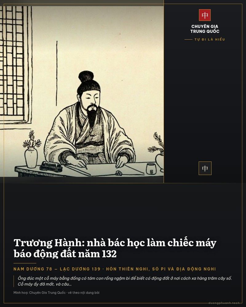 Bản phục dựng bằng đồng cỗ hậu phong địa động nghi của Trương Hành đặt trên bàn trưng bày: một bình đồng lớn hình trụ có nắp, quanh thân là tám con rồng quay ra tám hướng, phía dưới mỗi rồng là một con cóc đồng há miệng